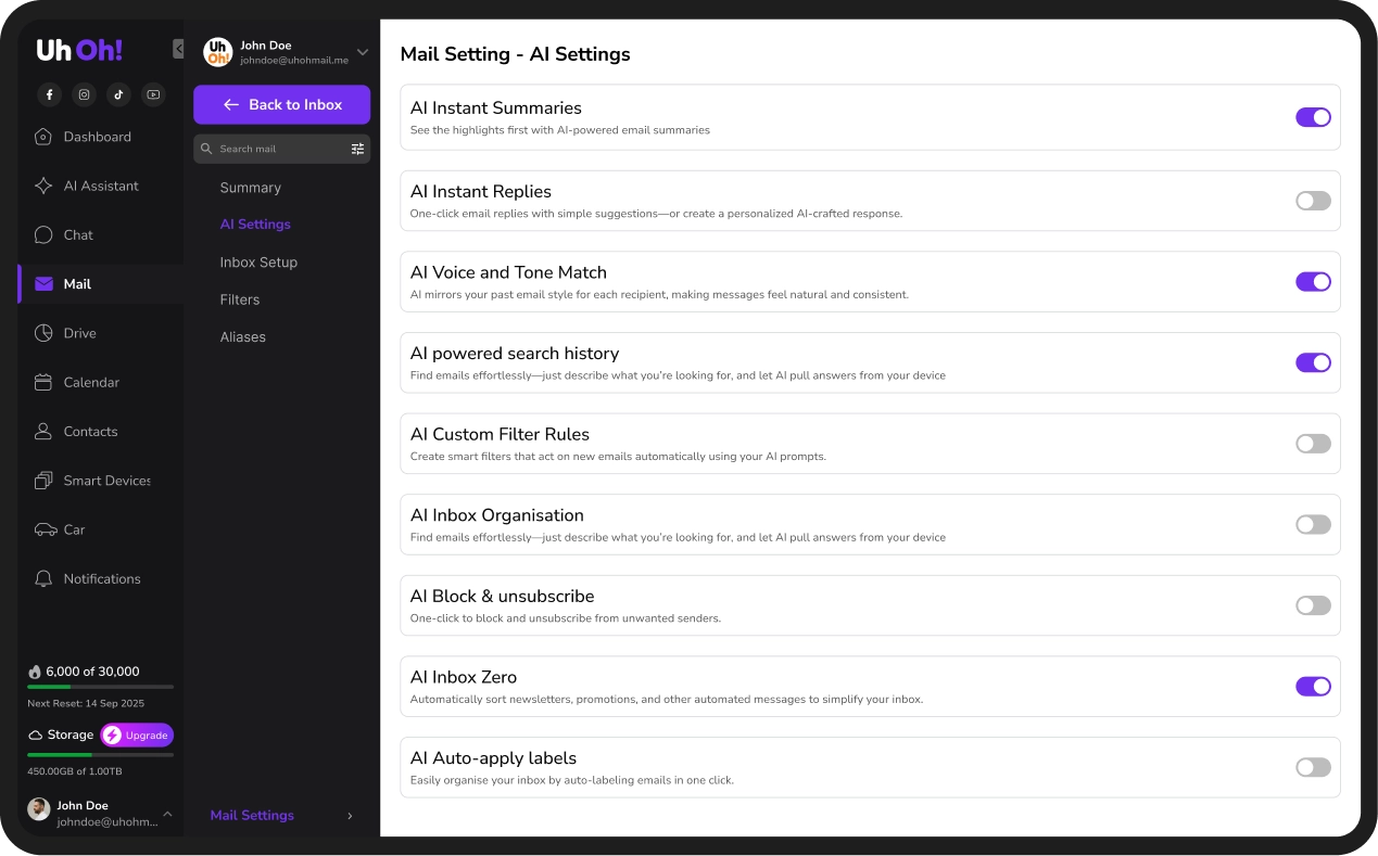 AI Mail Settings